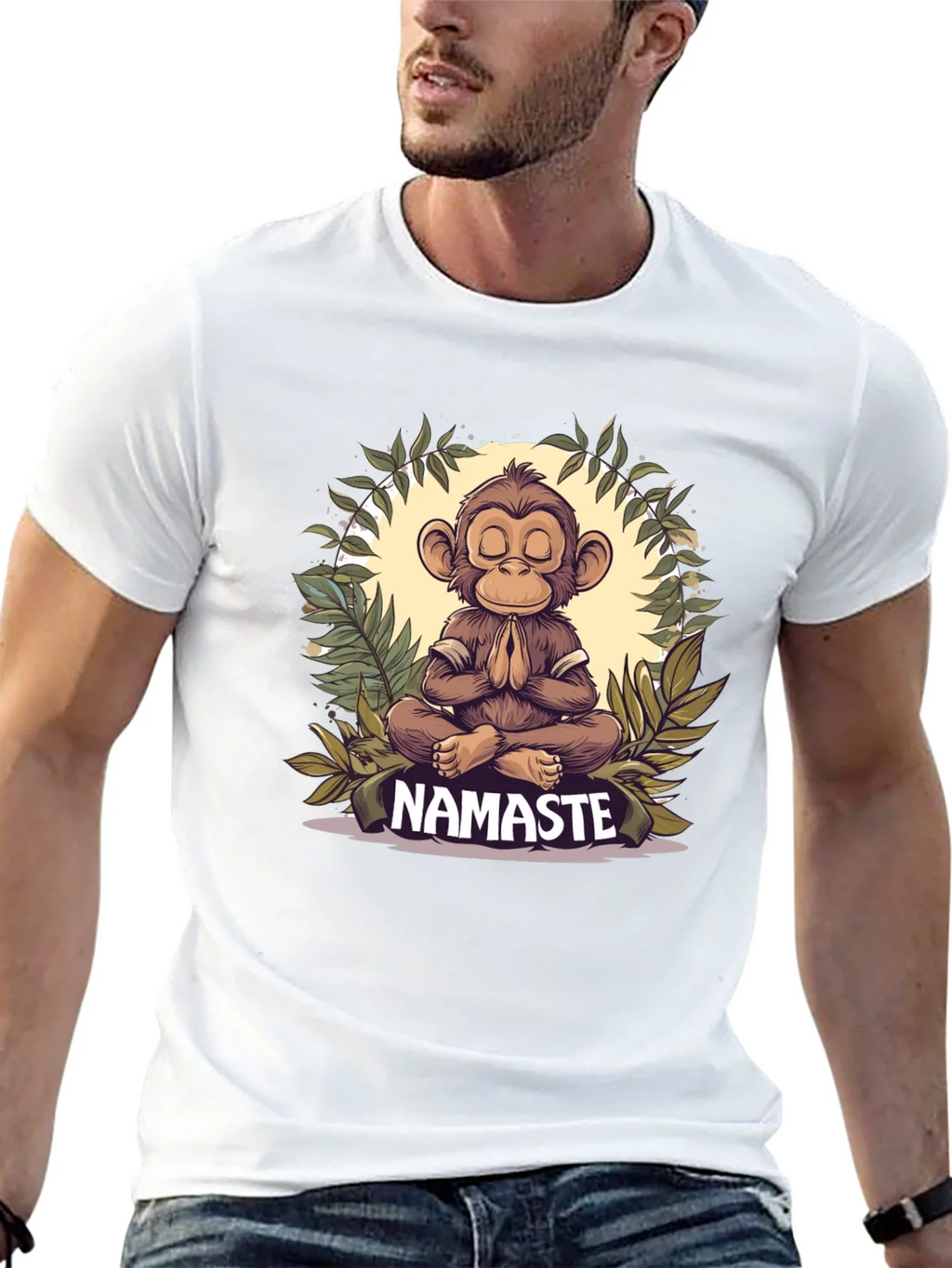 Zen Monkey Namaste T-Shirt - Meditating Ape Tee product image 6