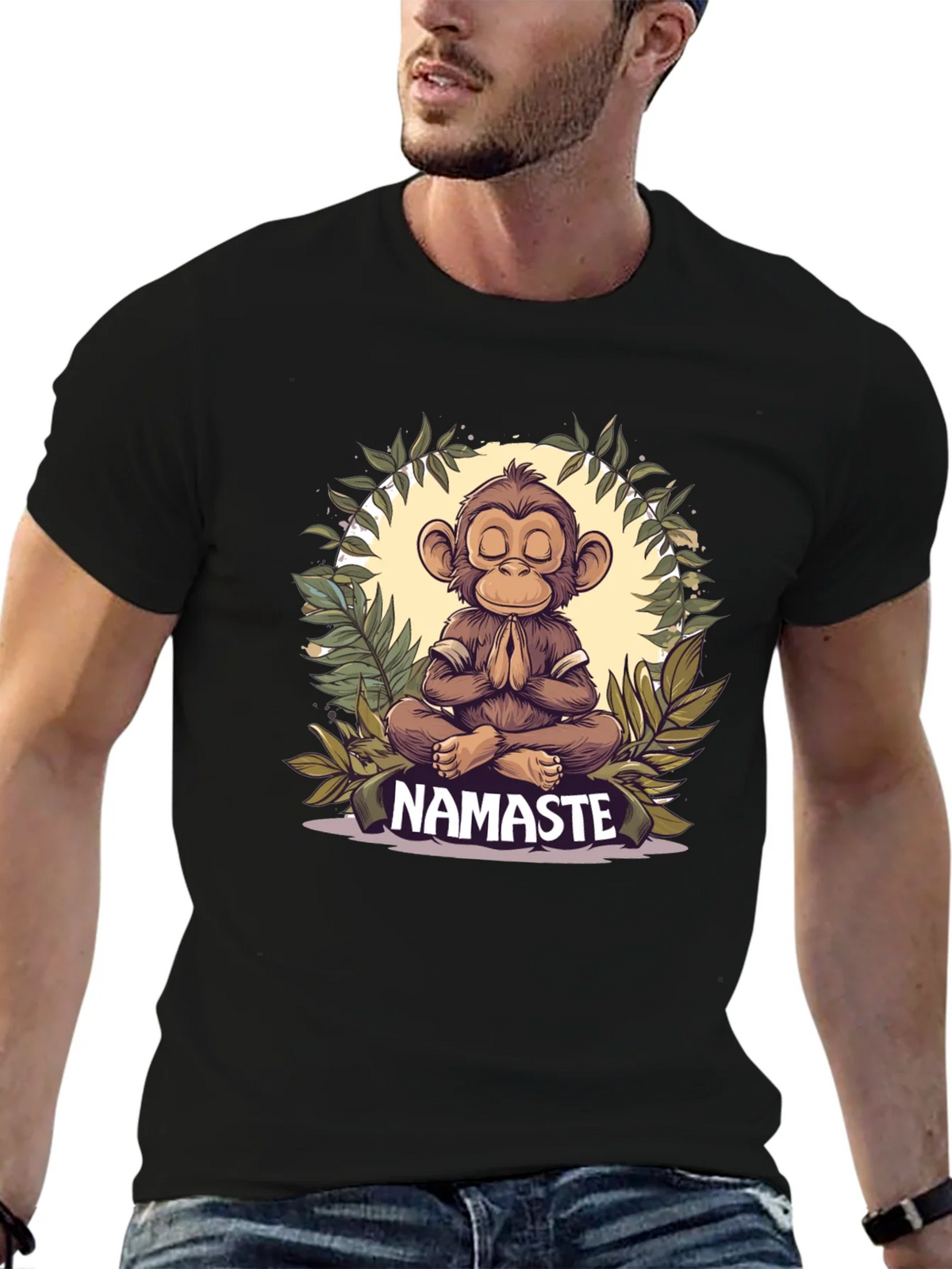 Zen Monkey Namaste T-Shirt - Meditating Ape Tee product image 3