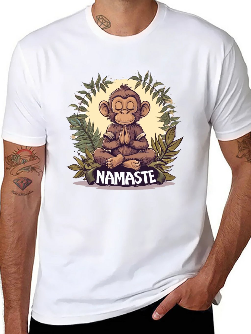 Zen Monkey Namaste T-Shirt - Meditating Ape Tee product image 4