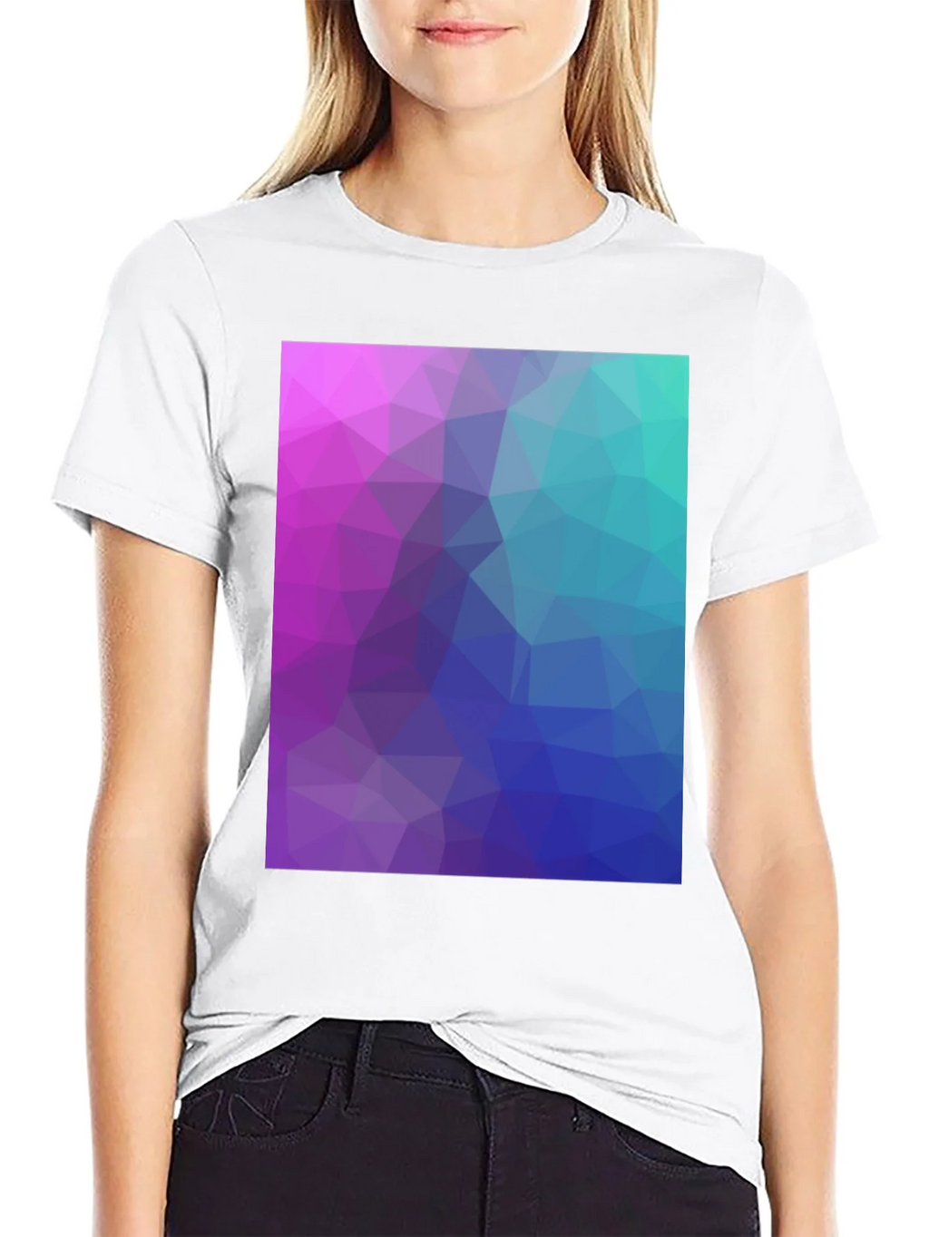 Geometric Triangle Print Black Crew Neck T-Shirt product image 8