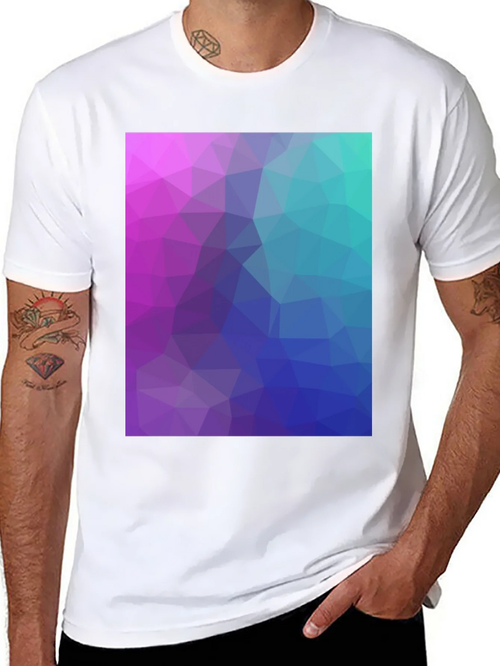 Geometric Triangle Print Black Crew Neck T-Shirt product image 7