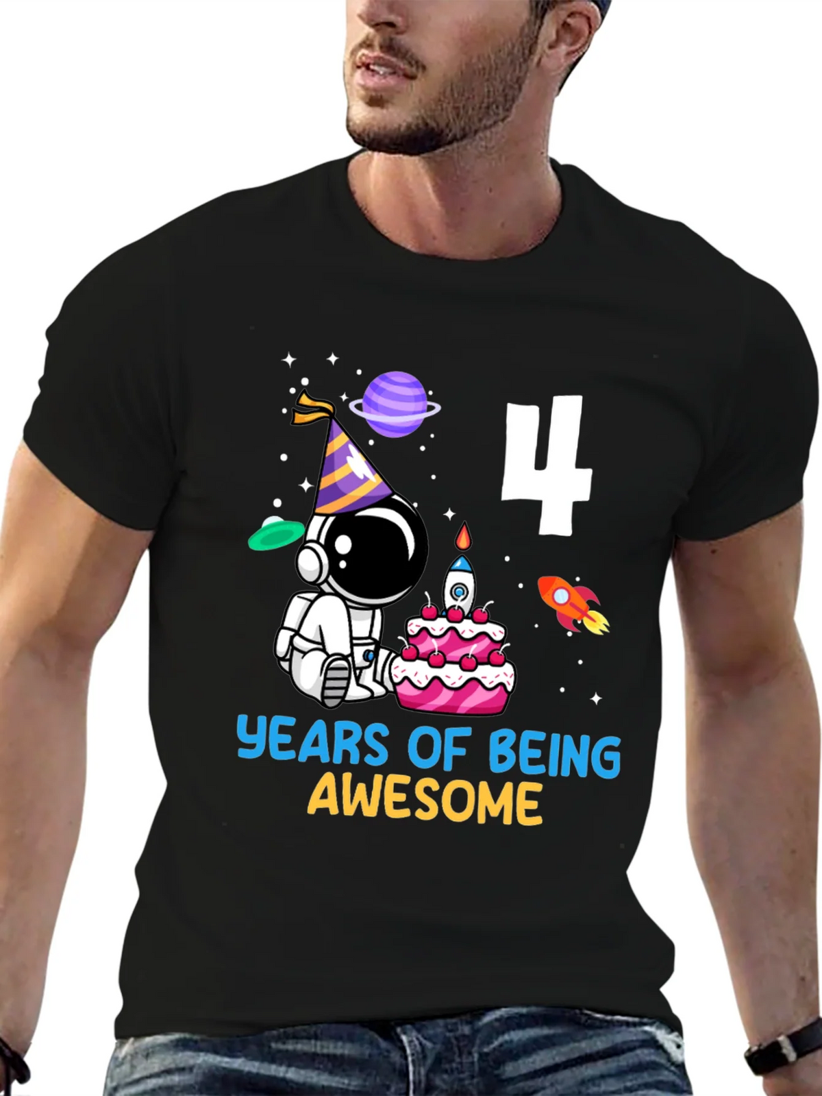 4th Birthday Astronaut T-Shirt product image 6