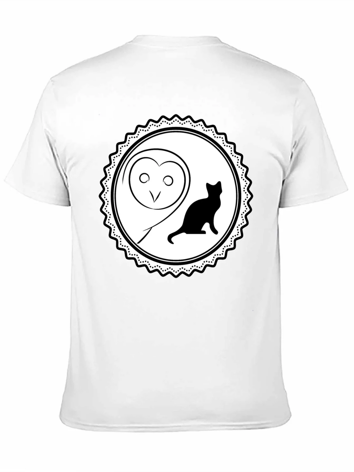 Owl and Cat Graphic Tee - Black Cotton product image 3