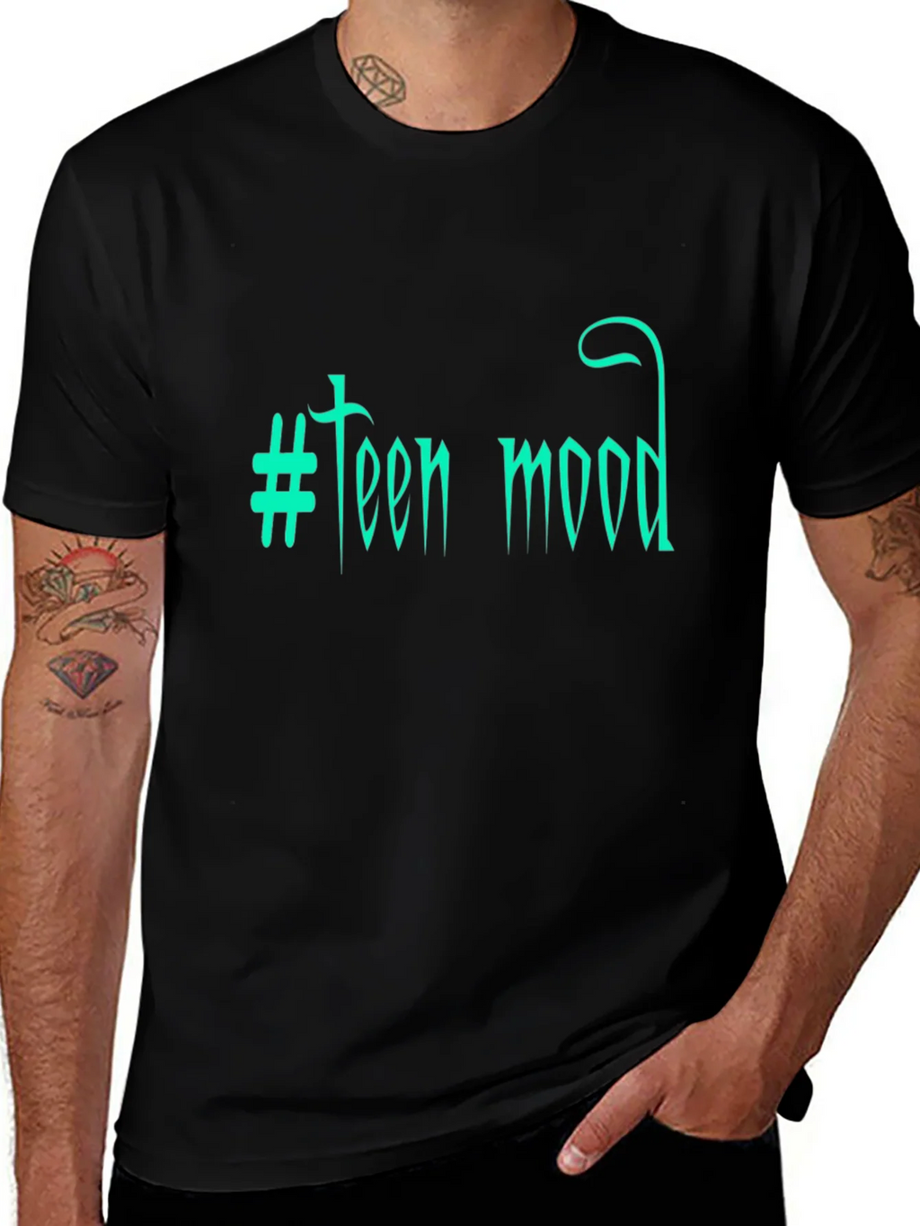 Teen Mood Graphic Tee - Trendy Black T-Shirt product image 1