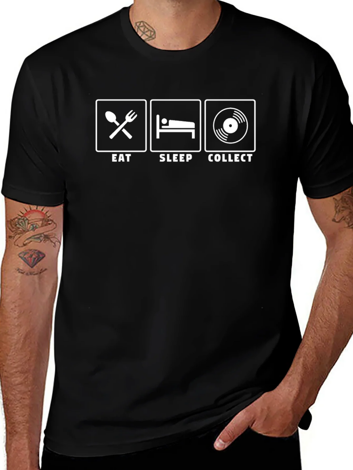 Eat Sleep Collect T-Shirt - Vinyl Record Lover Tee product image 1