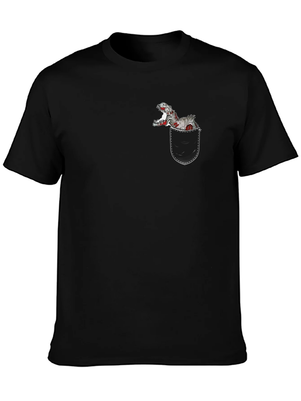 Dino Pocket T-Shirt - Black Cotton Graphic Tee product image 3