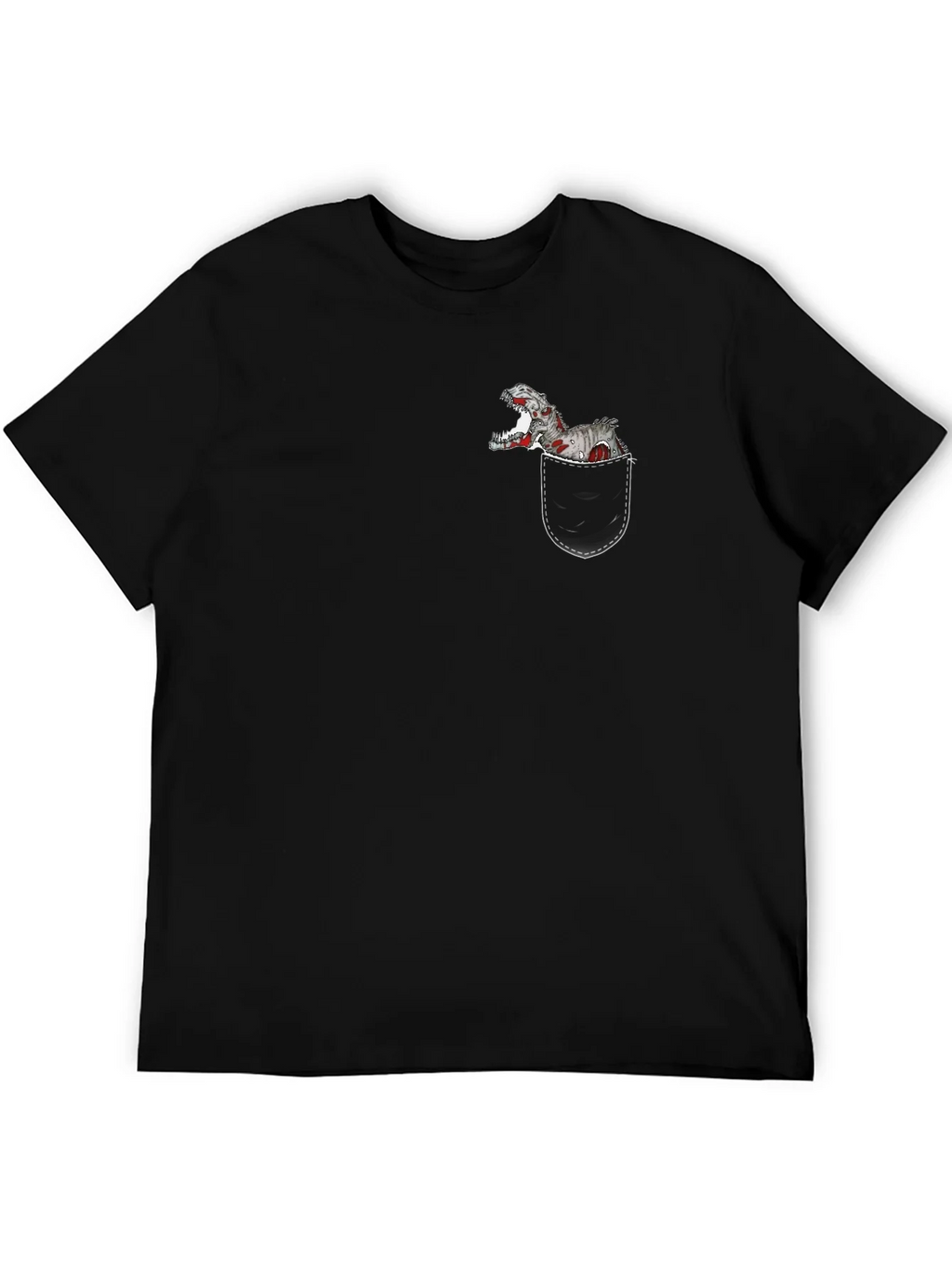 Dino Pocket T-Shirt - Black Cotton Graphic Tee product image 5