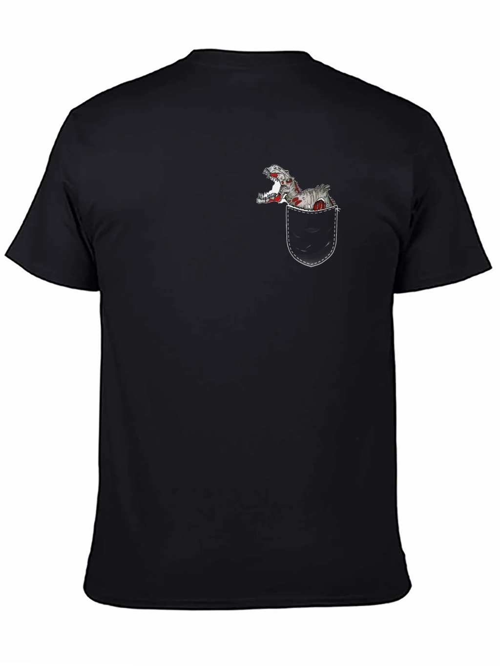 Dino Pocket T-Shirt - Black Cotton Graphic Tee product image 4