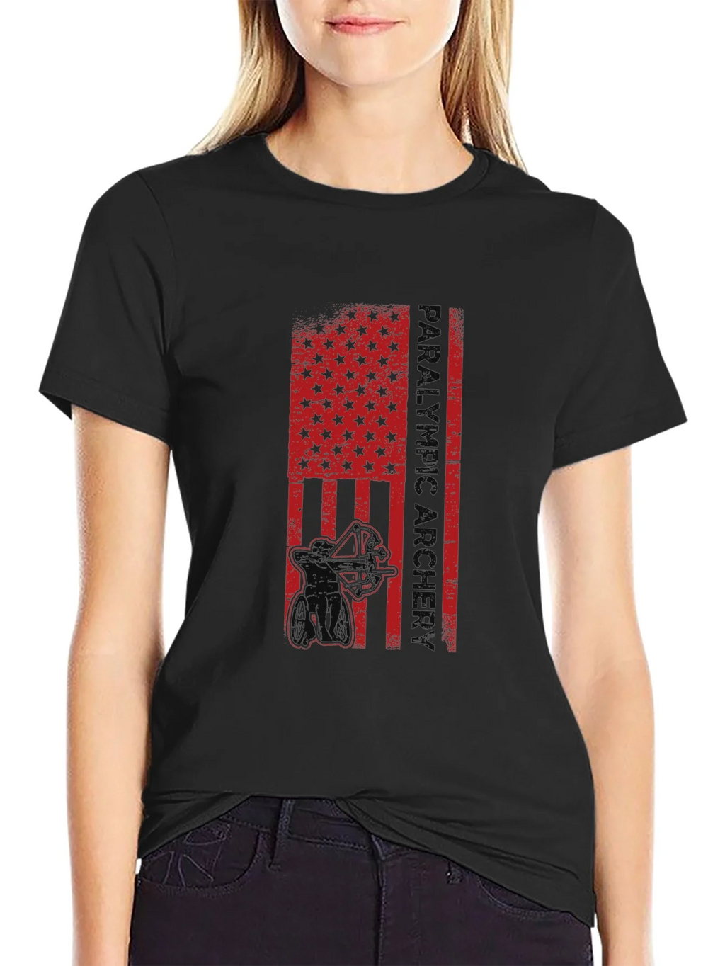 Paralympic Archer Graphic T-Shirt - Patriotic USA Flag product image 2