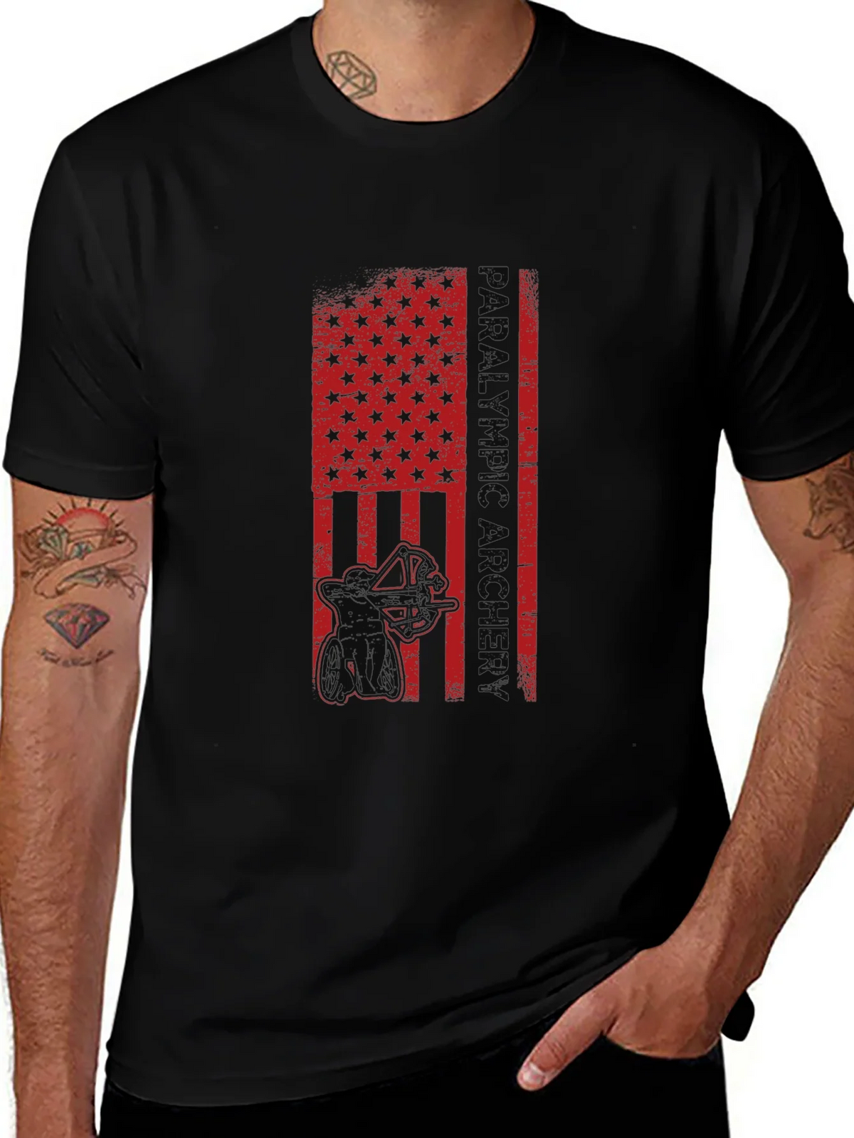 Paralympic Archer Graphic T-Shirt - Patriotic USA Flag product image 1