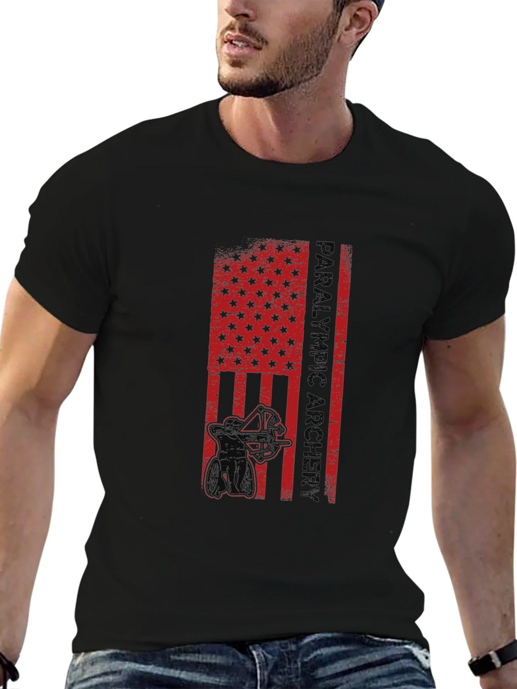 Paralympic Archer Graphic T-Shirt - Patriotic USA Flag product image 5