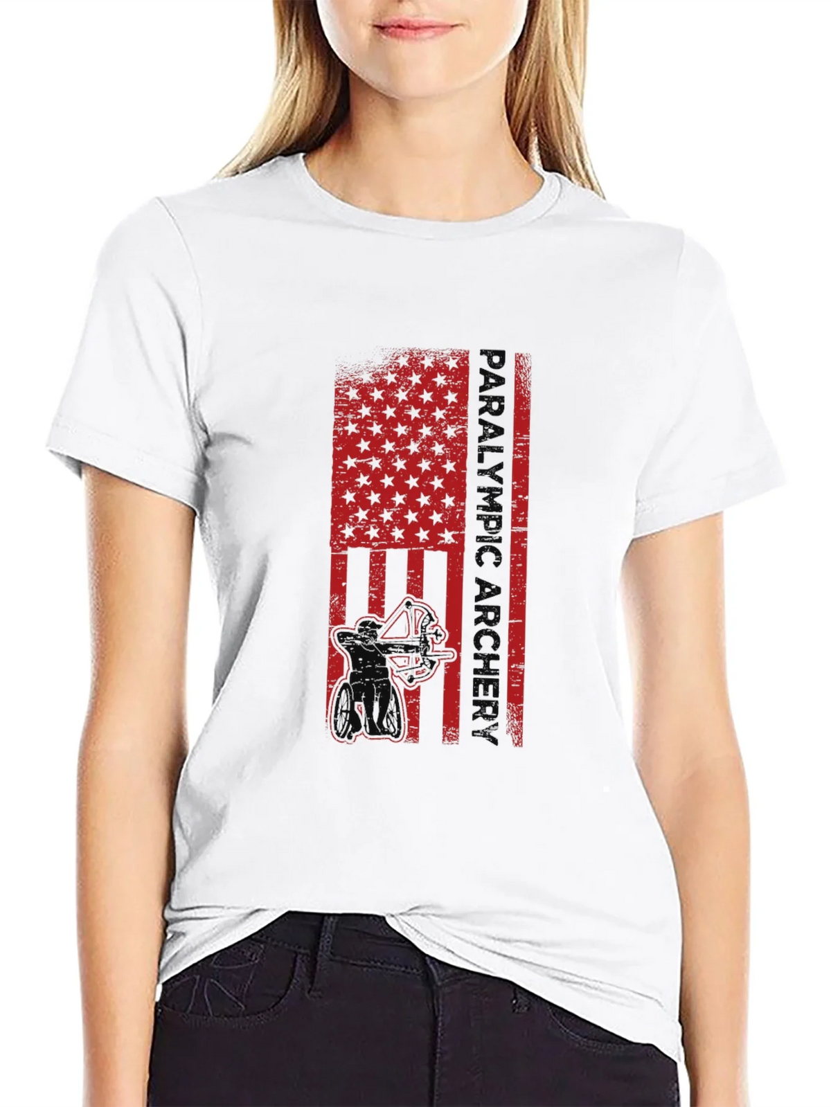 Paralympic Archer Graphic T-Shirt - Patriotic USA Flag product image 7