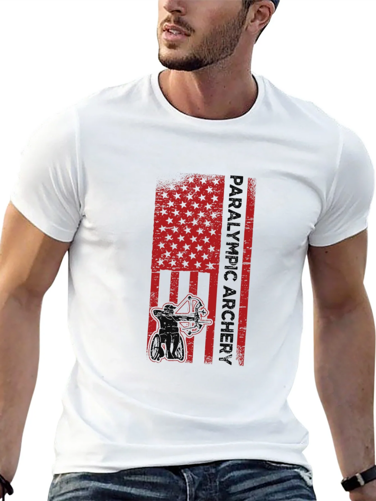 Paralympic Archer Graphic T-Shirt - Patriotic USA Flag product image 11