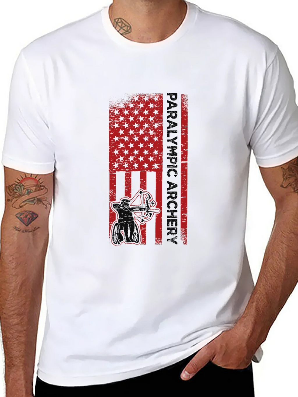 Paralympic Archer Graphic T-Shirt - Patriotic USA Flag product image 6