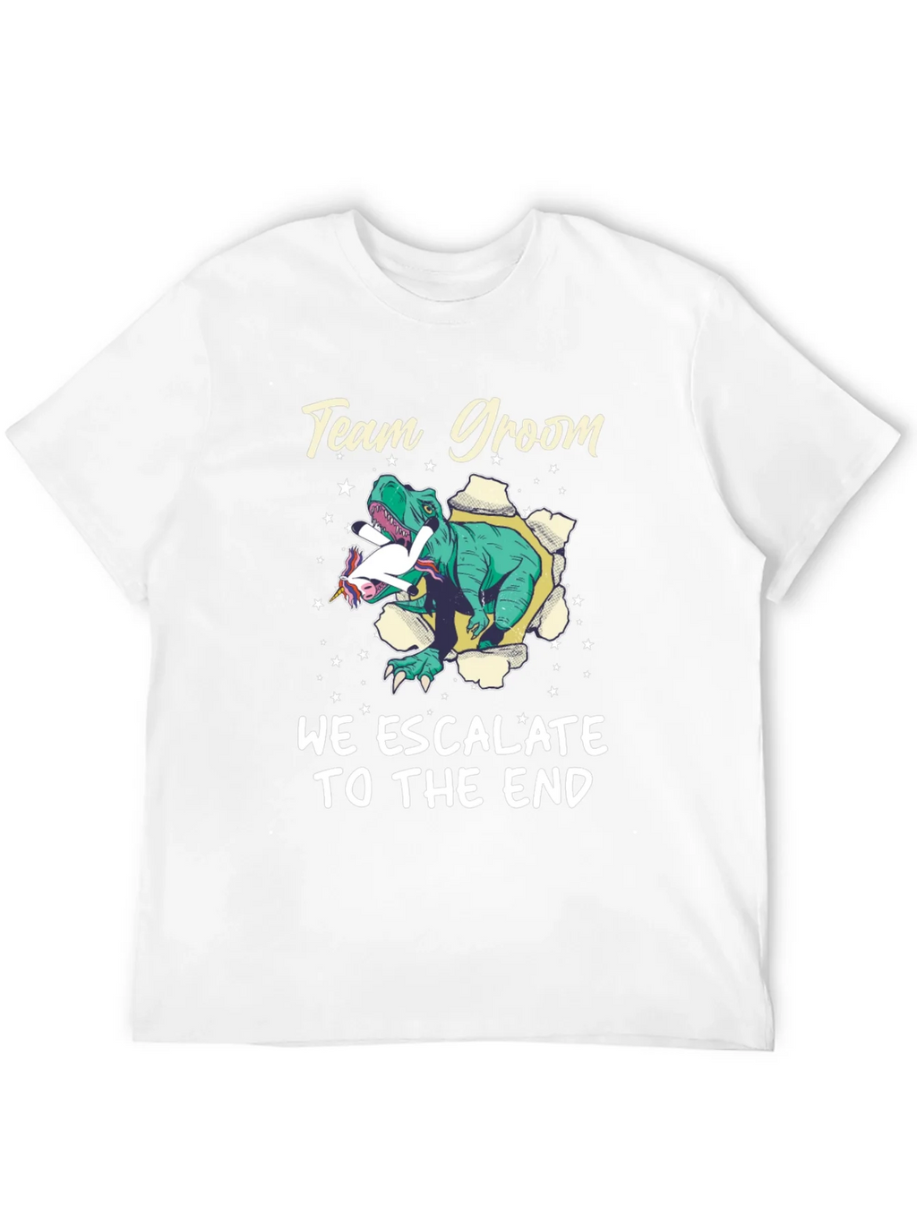 Team Groom T-Rex Unicorn Wedding Mens Black T-Shirt product image 2