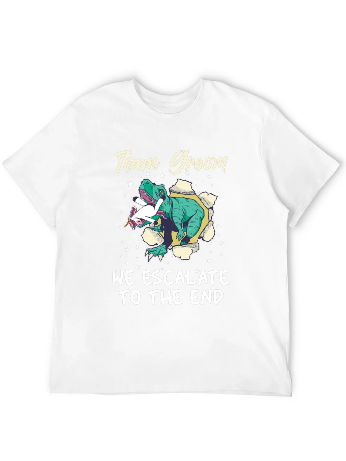 Team Groom T-Rex Unicorn Wedding Mens Black T-Shirt product image 2
