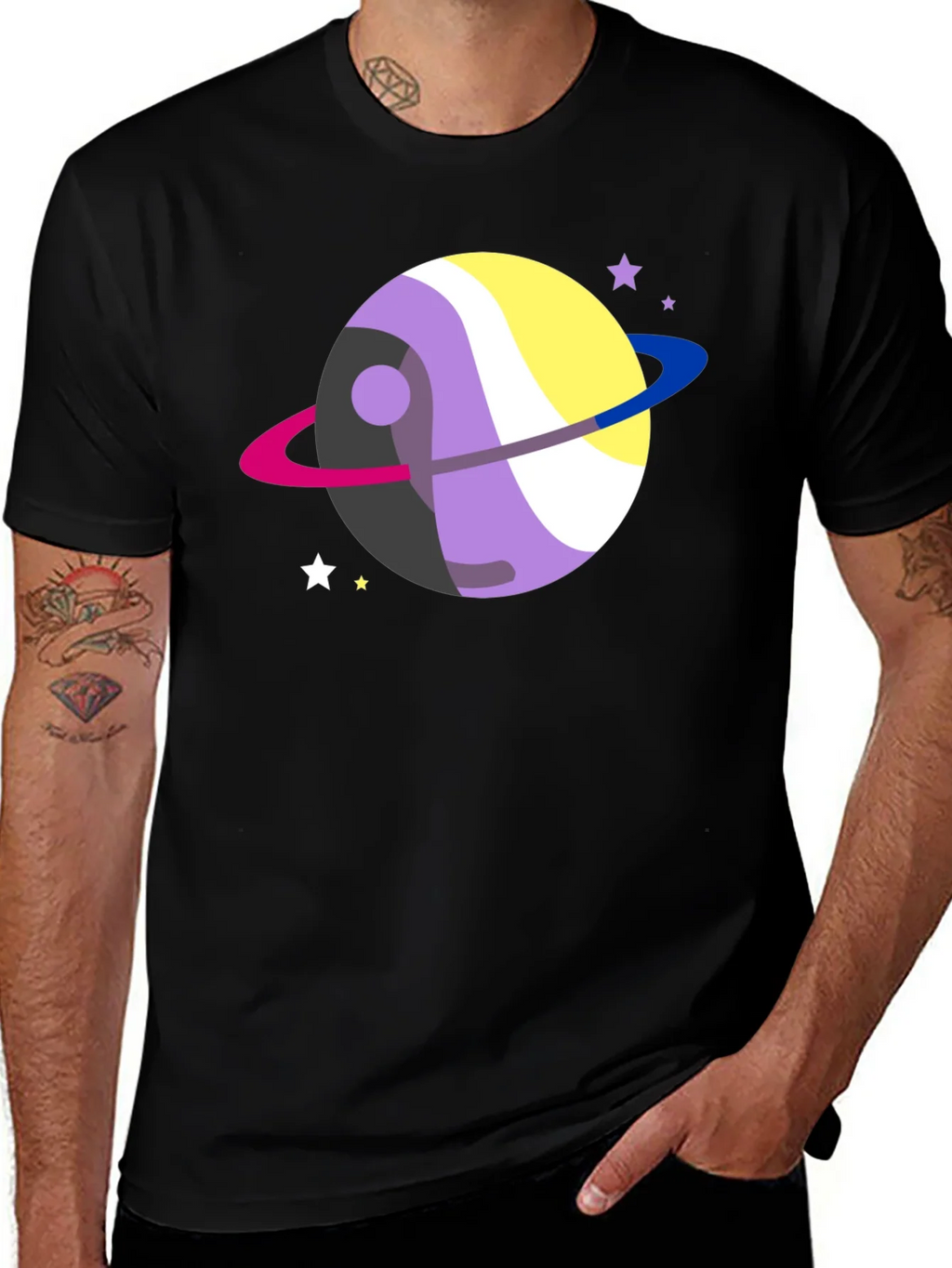 Nonbinary Pride Planet T-Shirt - LGBTQIA+ product image 1