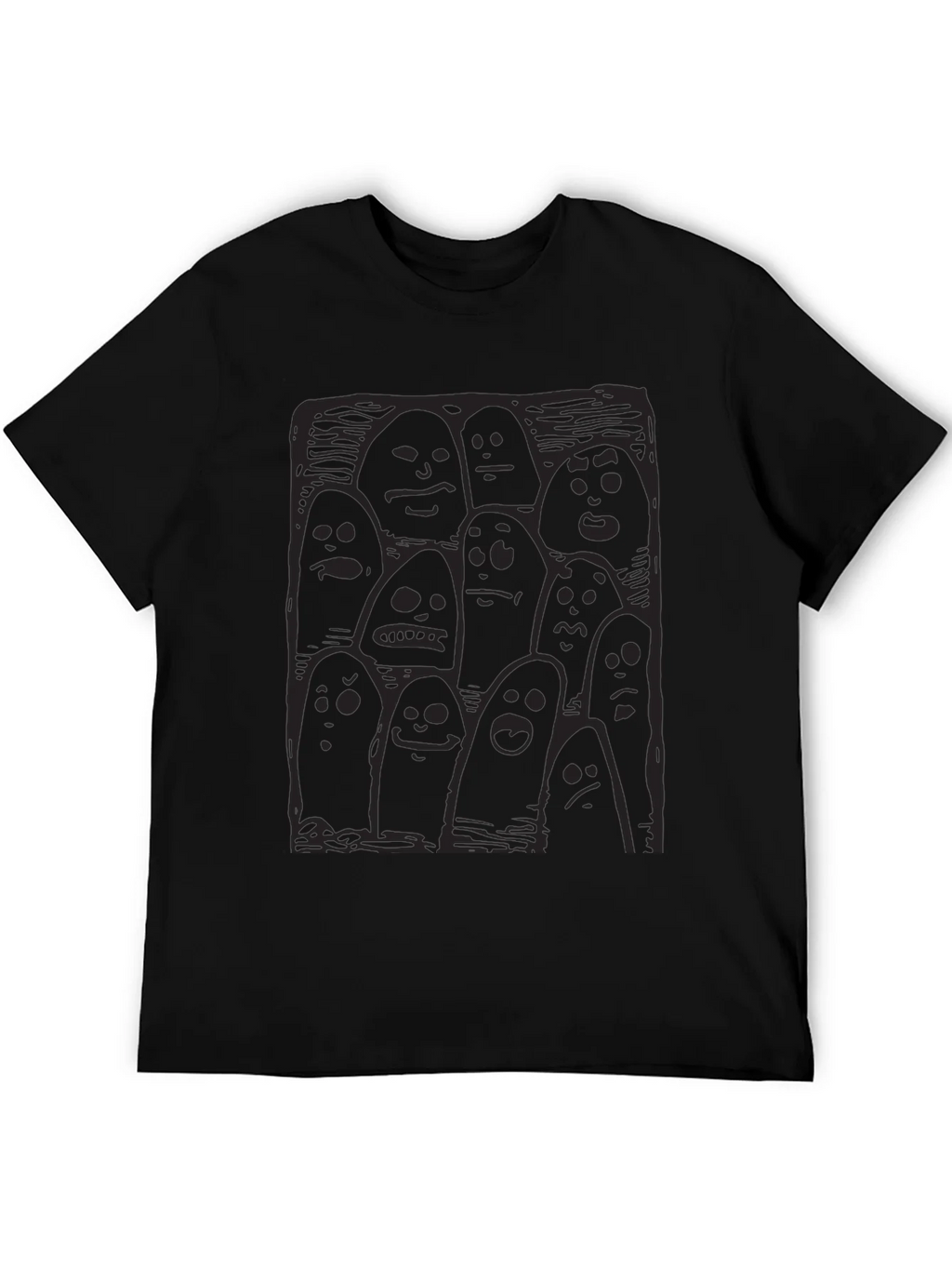 Whimsical Ghost Print Black T-Shirt product image 5