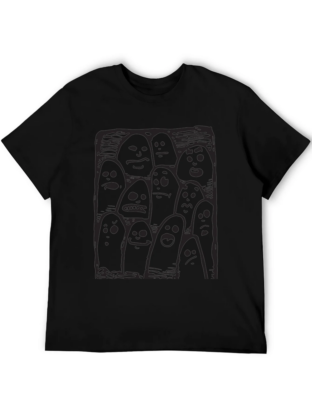 Whimsical Ghost Print Black T-Shirt product image 5