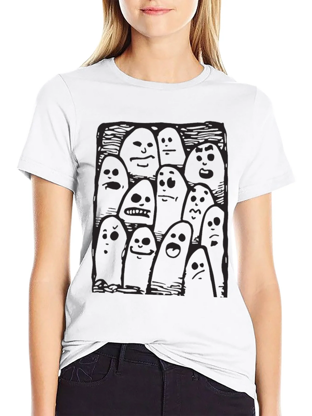 Whimsical Ghost Print Black T-Shirt product image 8