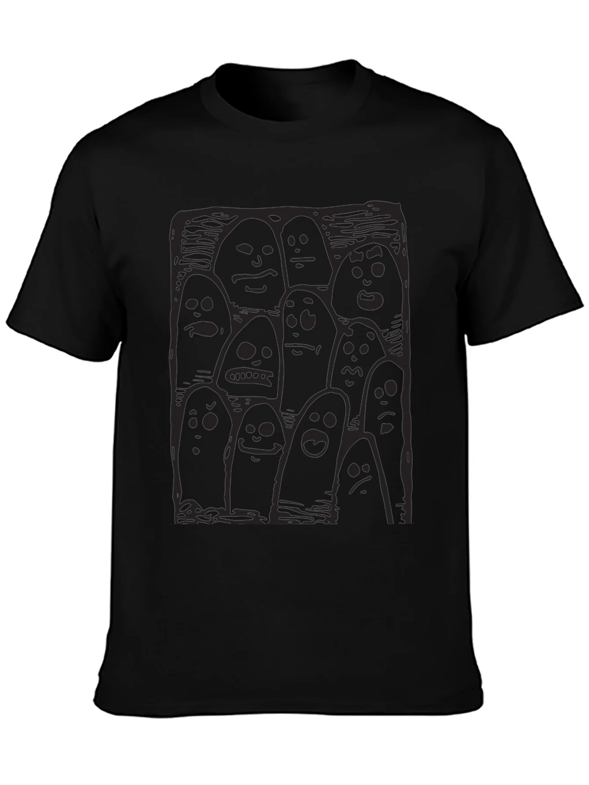 Whimsical Ghost Print Black T-Shirt product image 3