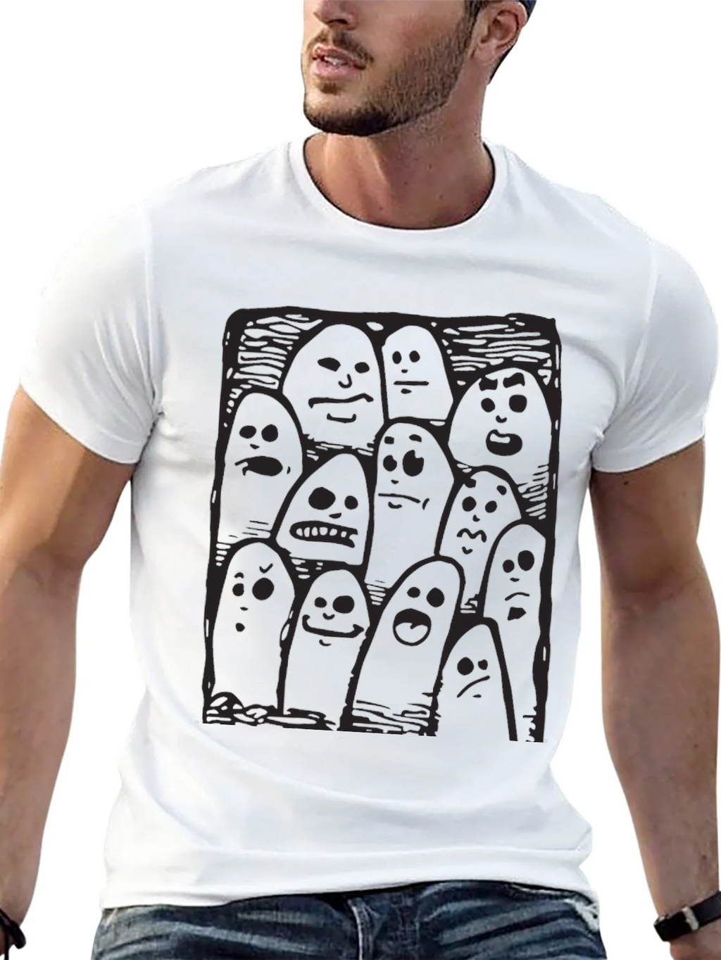Whimsical Ghost Print Black T-Shirt product image 12