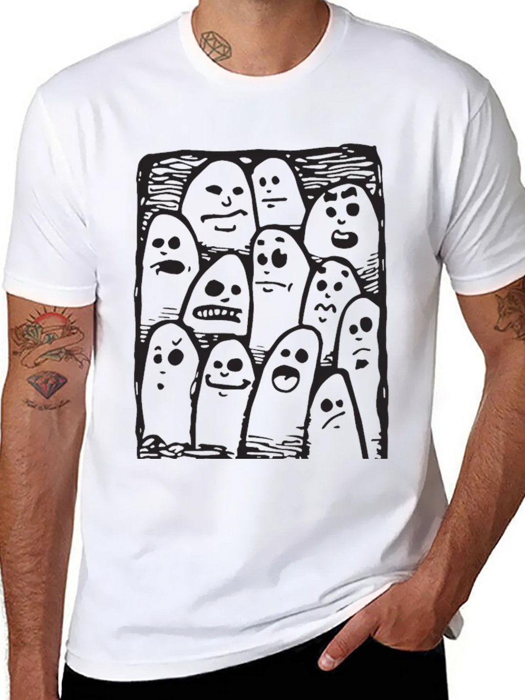 Whimsical Ghost Print Black T-Shirt product image 7