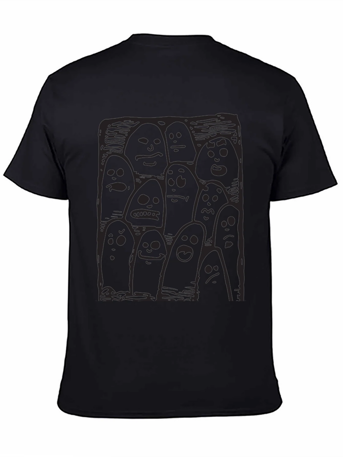 Whimsical Ghost Print Black T-Shirt product image 4