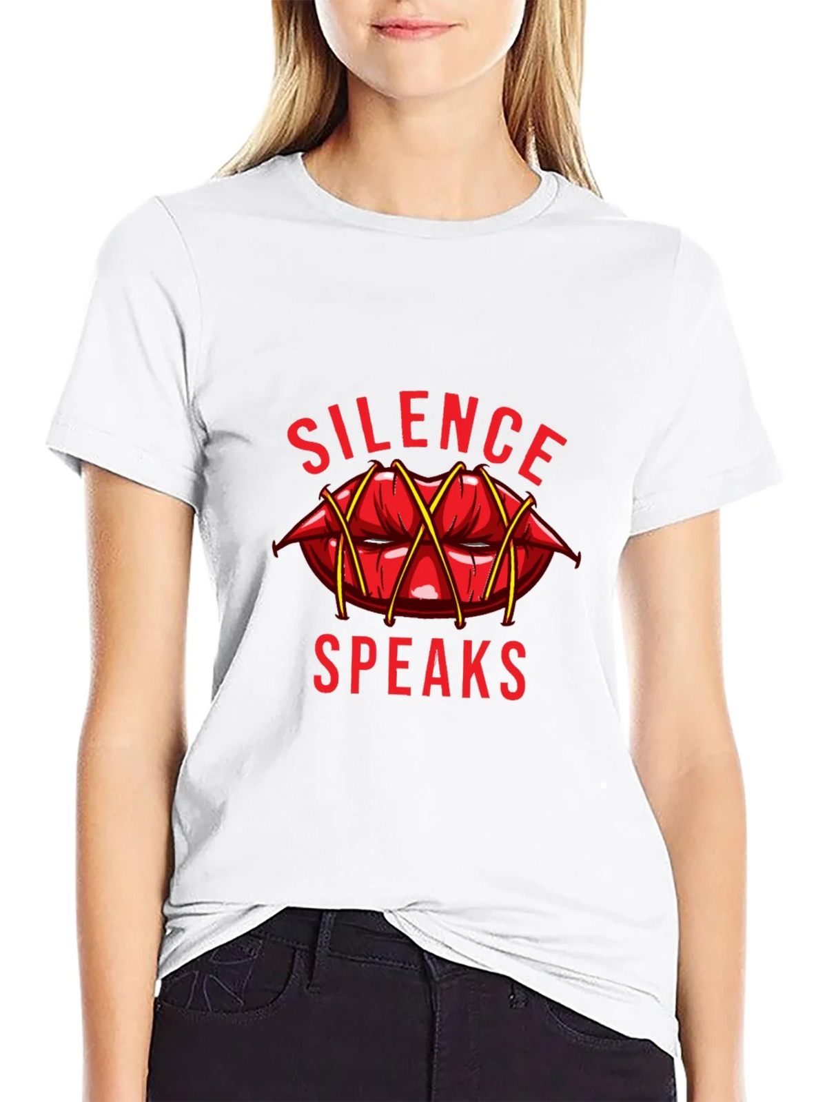 Silence Speaks Graphic T-Shirt - Black product image 2