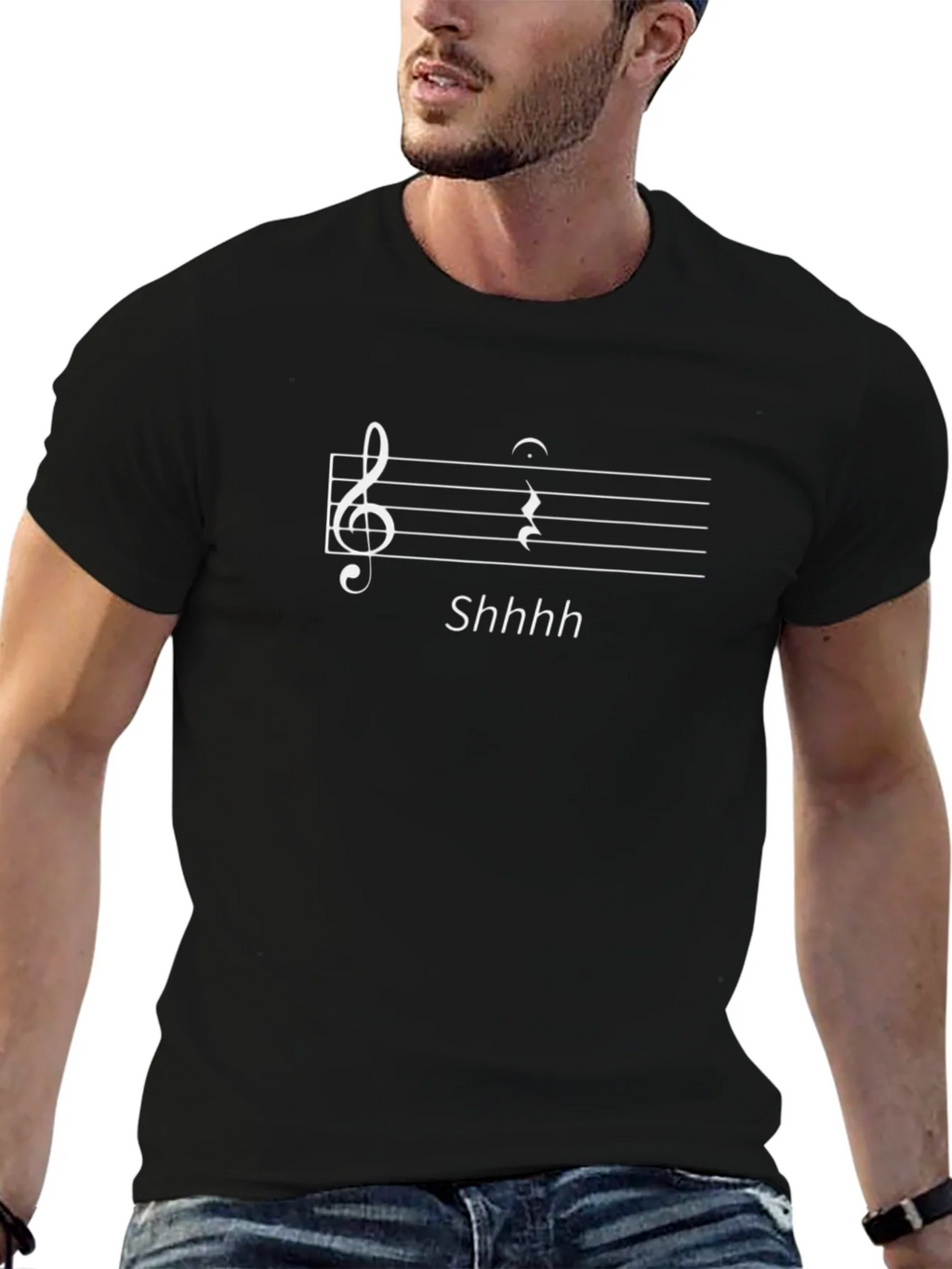 Shhhh Music Rest T-Shirt - Black Cotton Tee product image 2