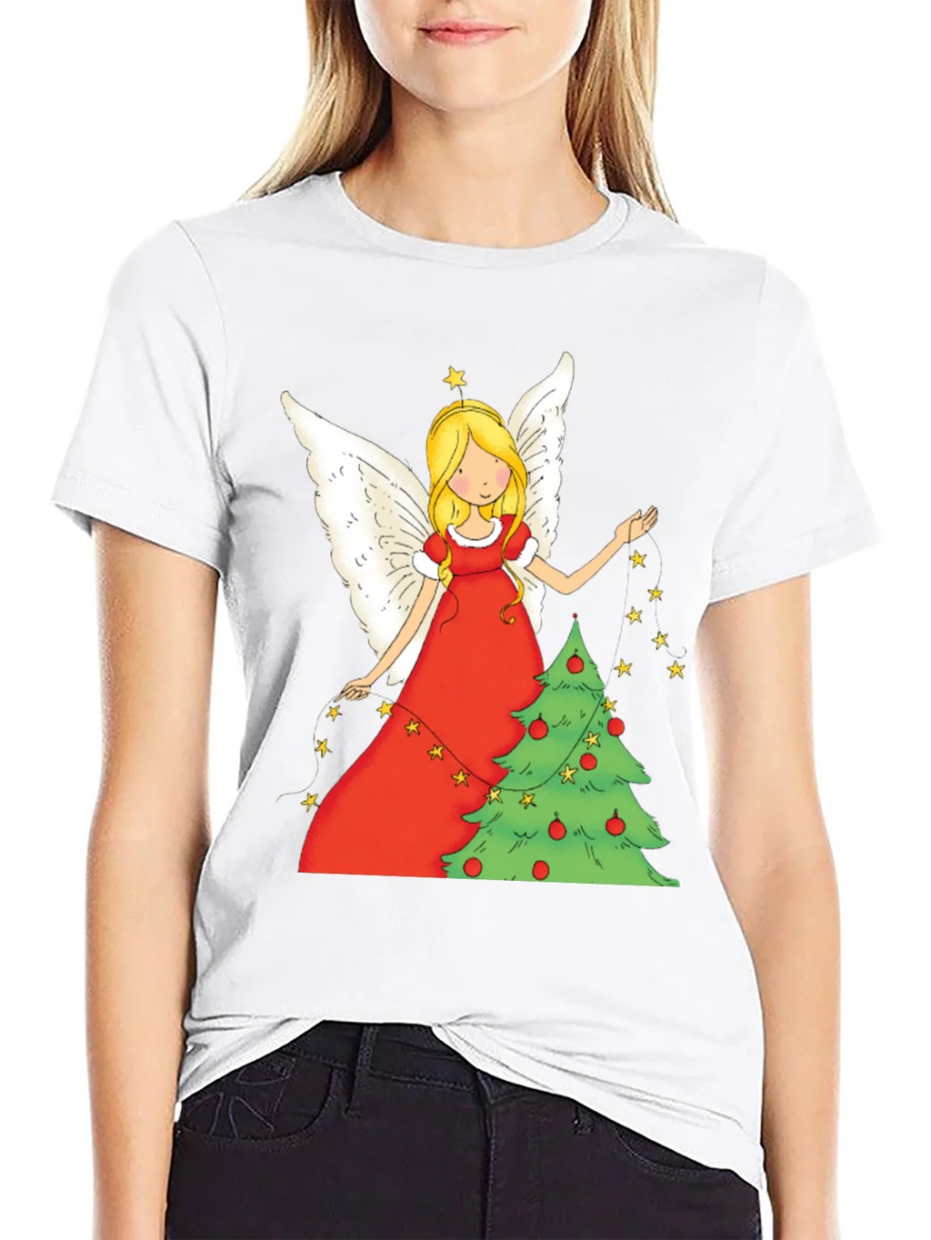 Festive Christmas Angel Graphic Tee product image 4
