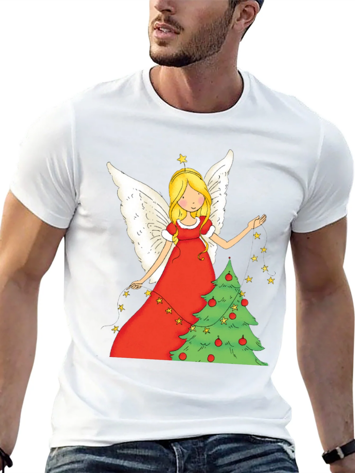 Festive Christmas Angel Graphic Tee product image 6
