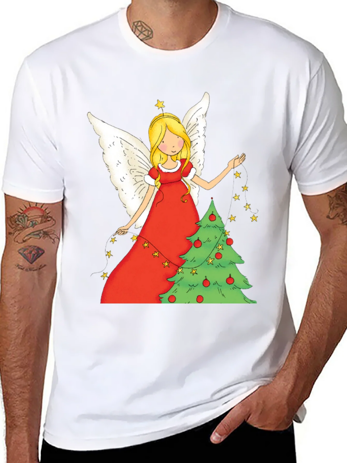 Festive Christmas Angel Graphic Tee product image 3
