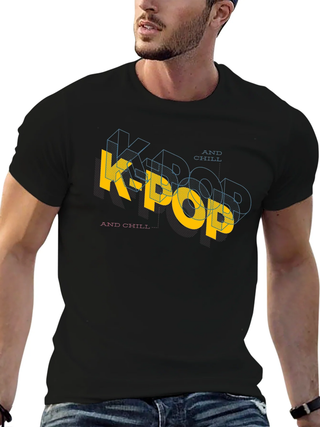K-Pop and Chill Black Graphic Tee product image 1
