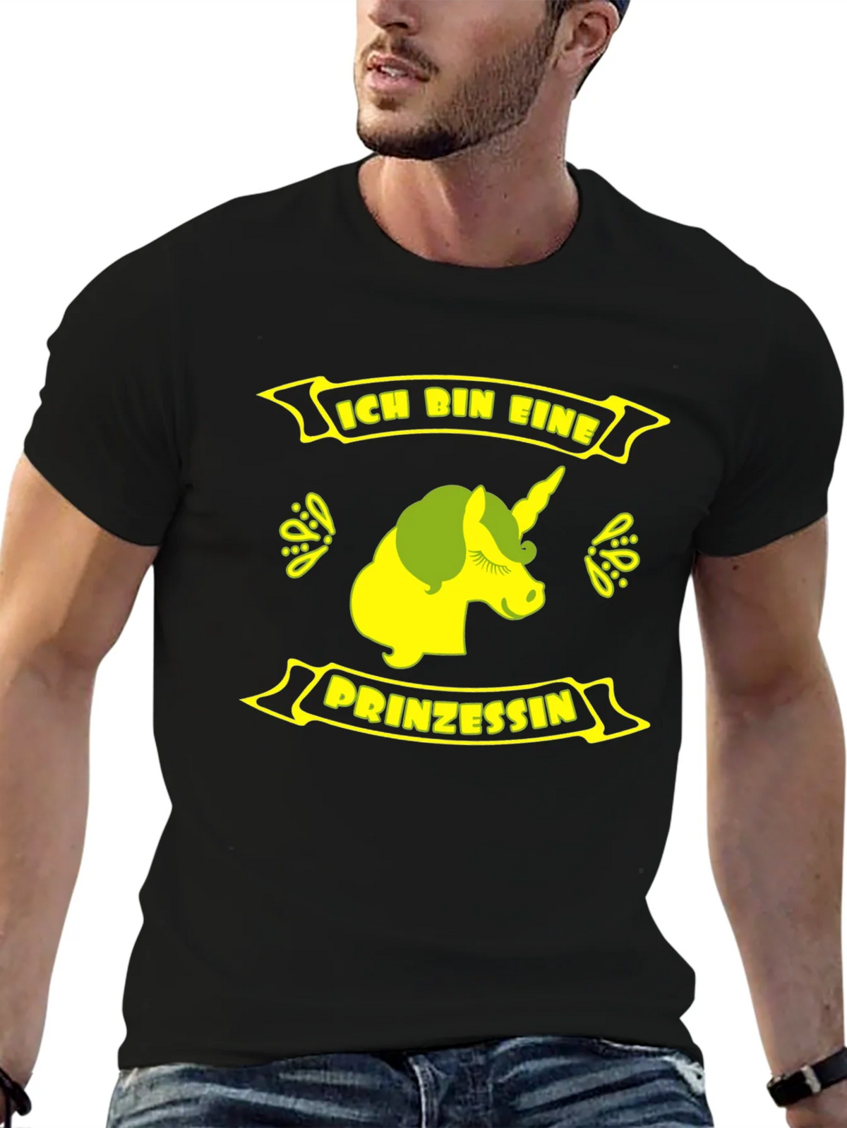 Ich Bin Eine Prinzessin Unicorn Black T-Shirt product image 3