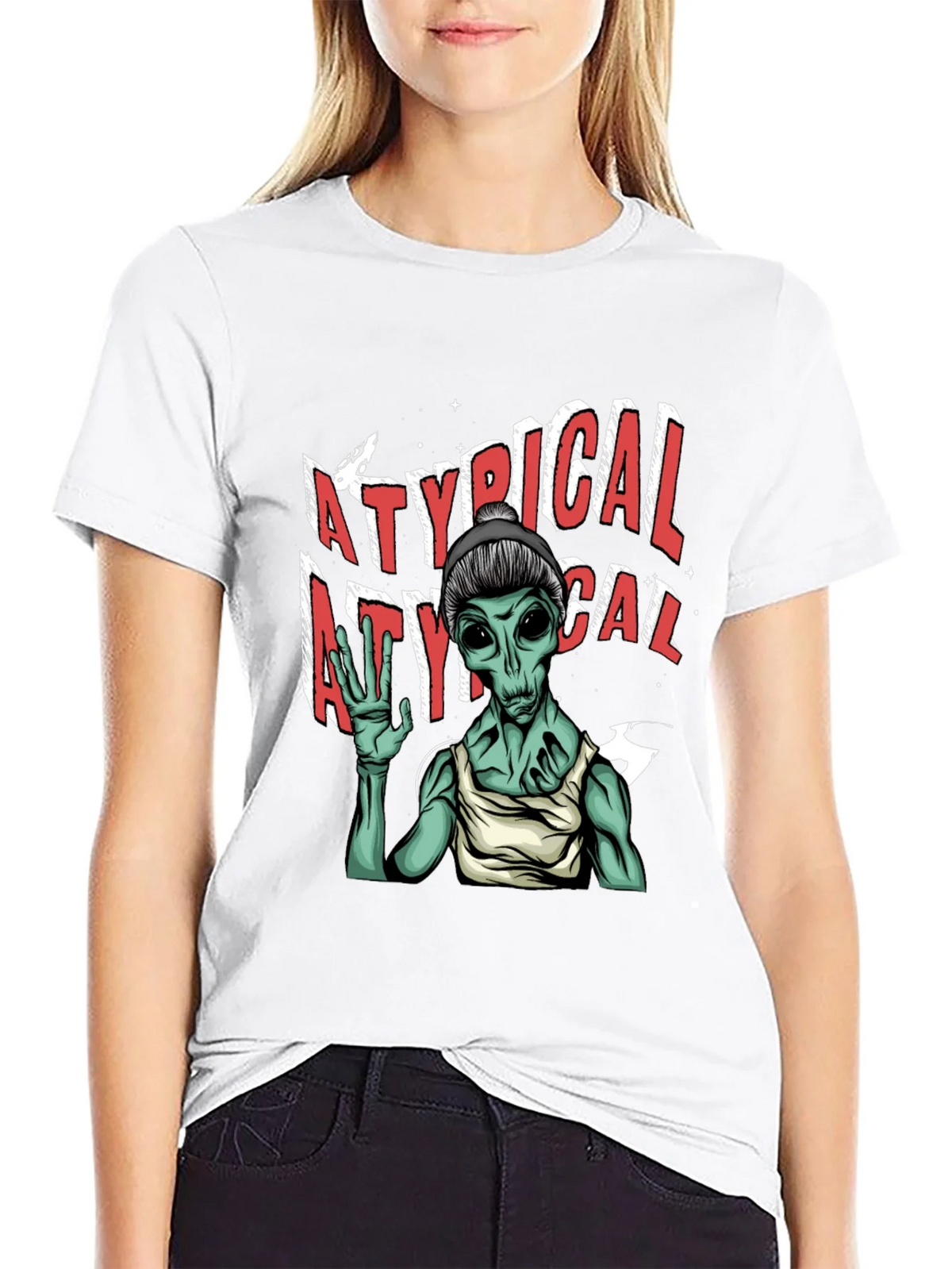 Atypical Alien Graphic Tee - Black Cotton T-Shirt product image 7