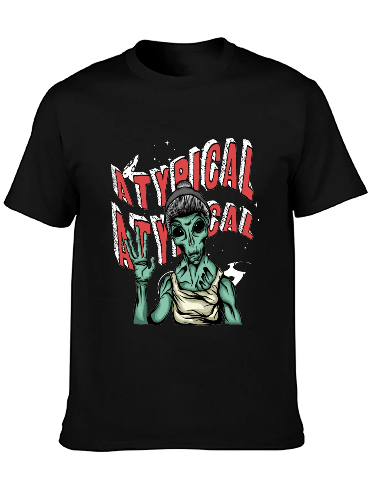 Atypical Alien Graphic Tee - Black Cotton T-Shirt product image 2