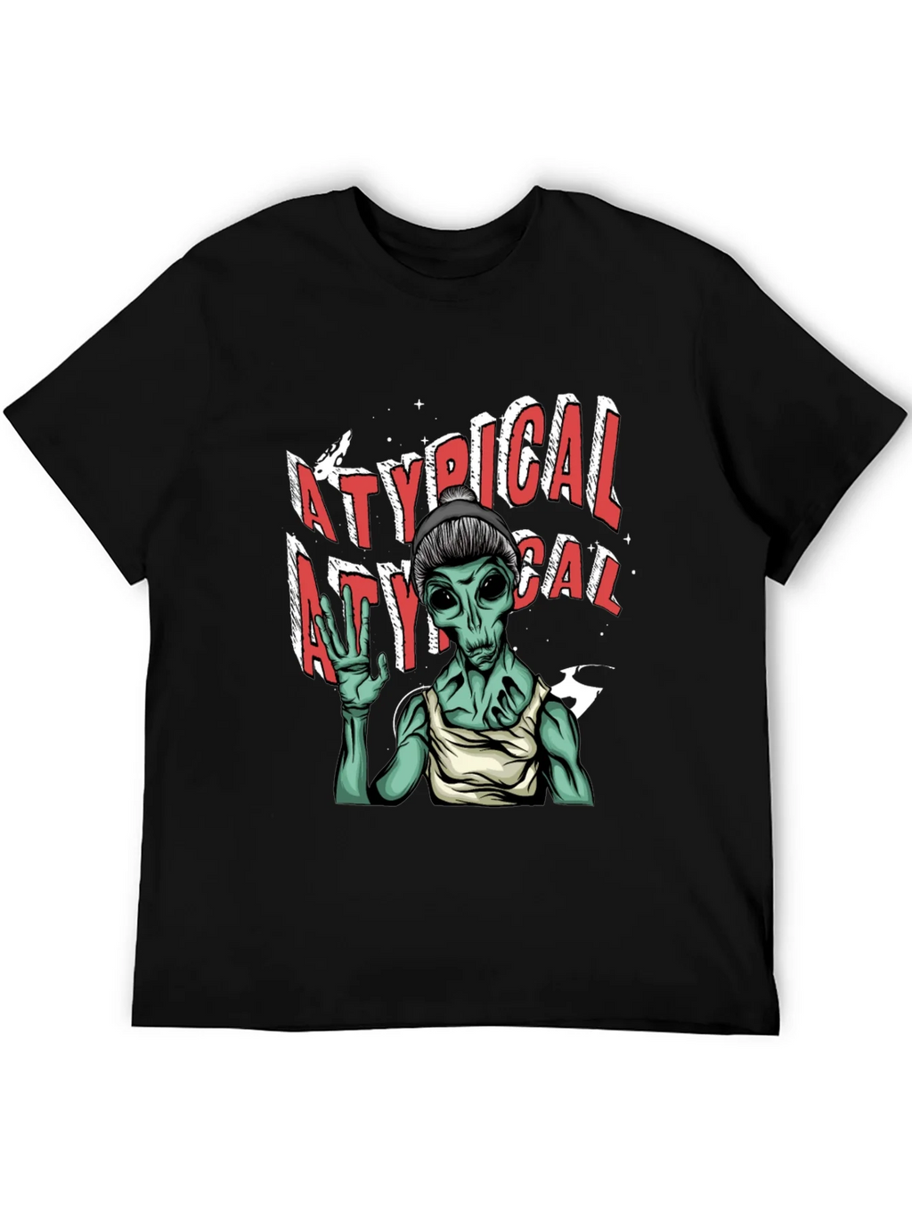 Atypical Alien Graphic Tee - Black Cotton T-Shirt product image 4
