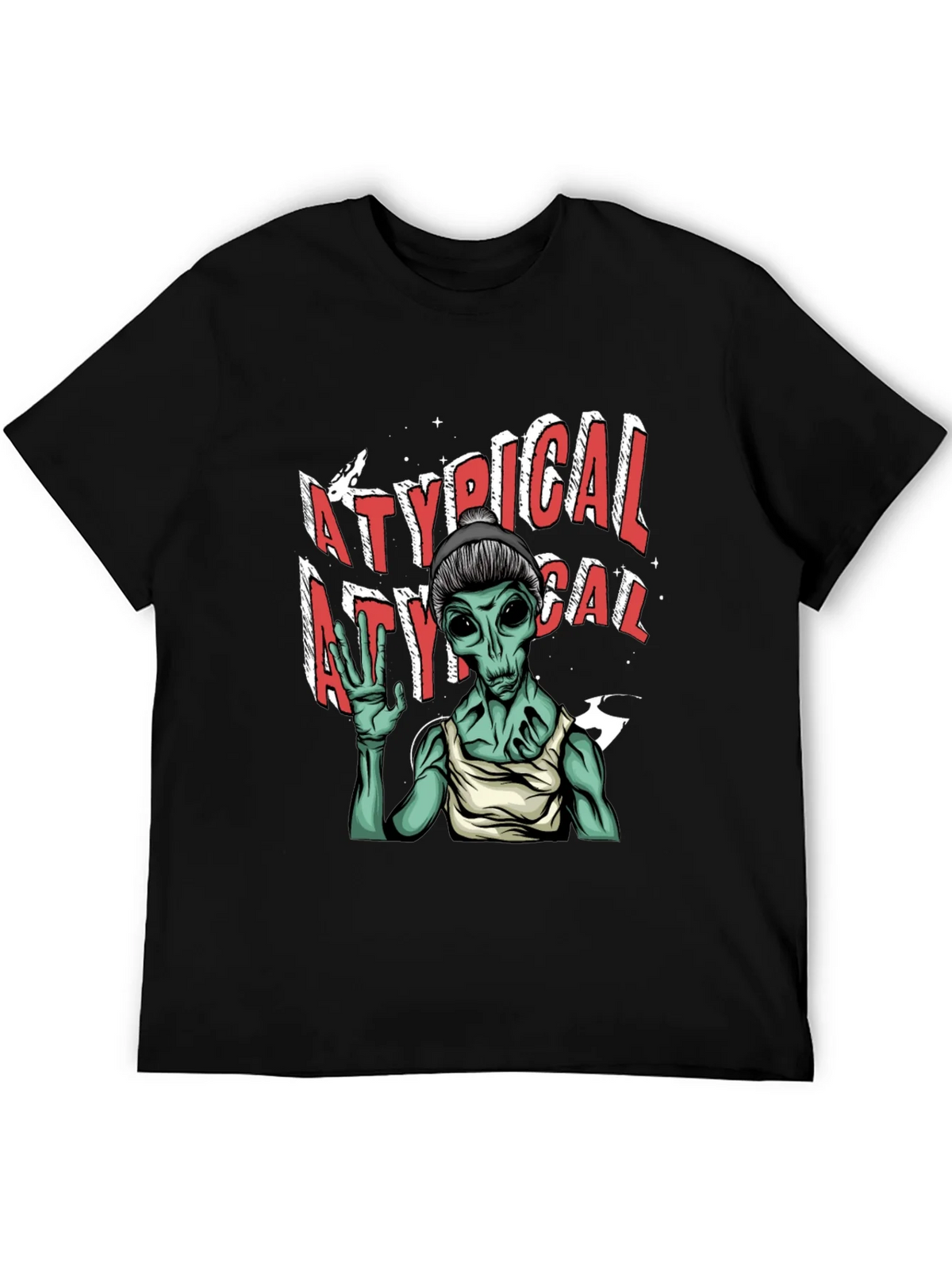 Atypical Alien Graphic Tee - Black Cotton T-Shirt product image 4