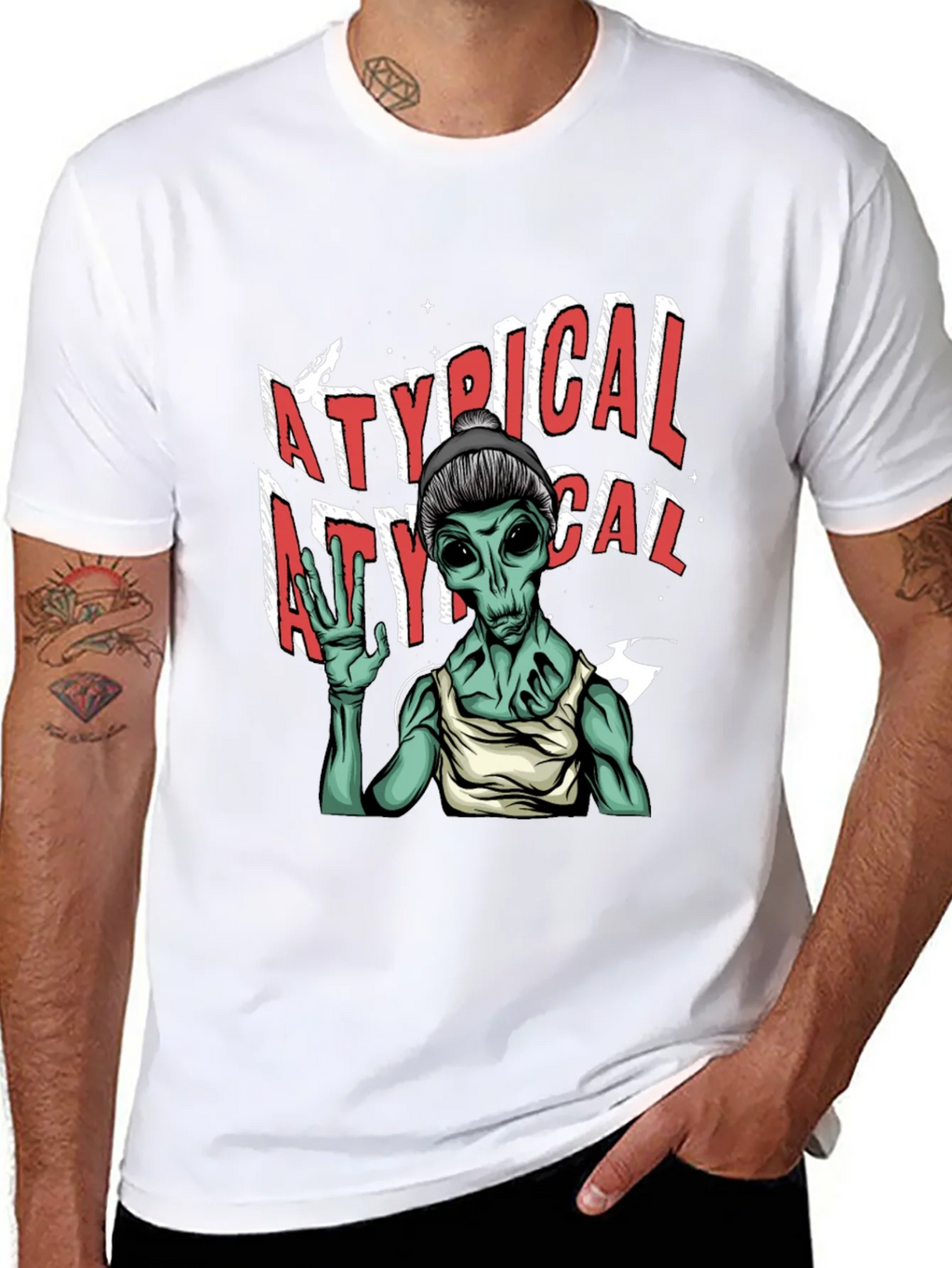 Atypical Alien Graphic Tee - Black Cotton T-Shirt product image 6