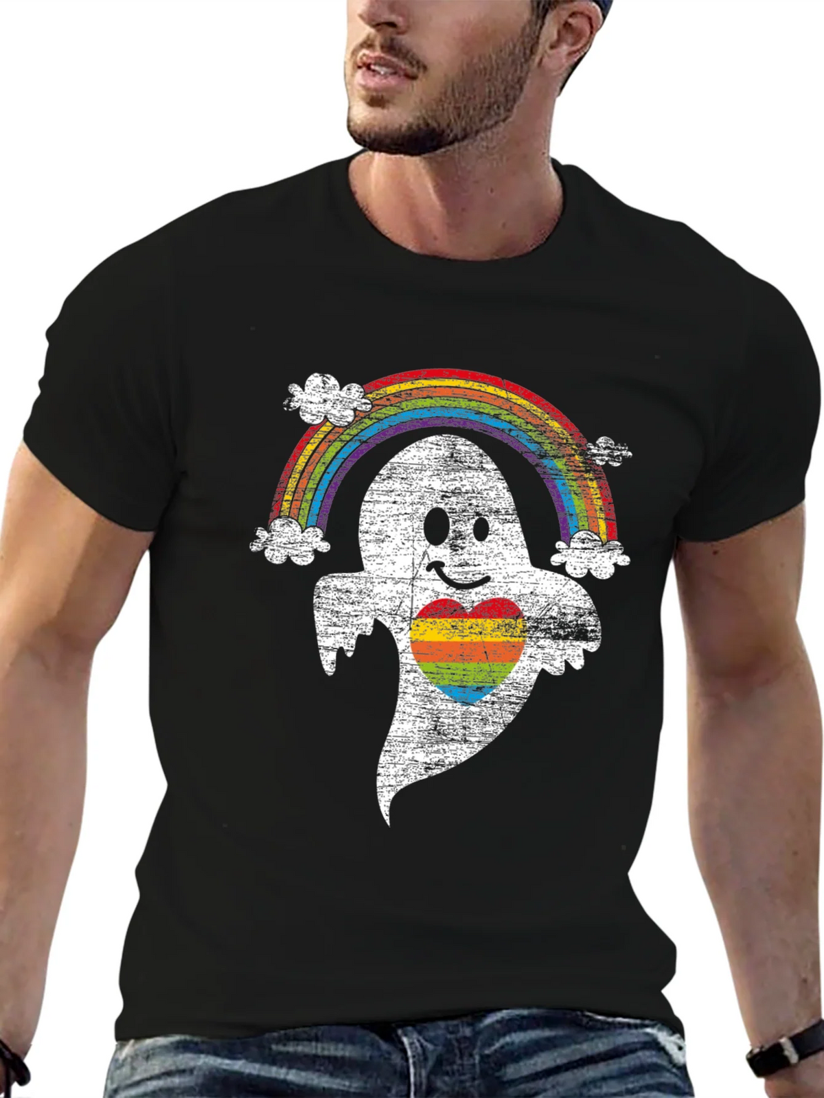 Rainbow Pride Ghost T-Shirt - Halloween LGBTQ Tee product image 5