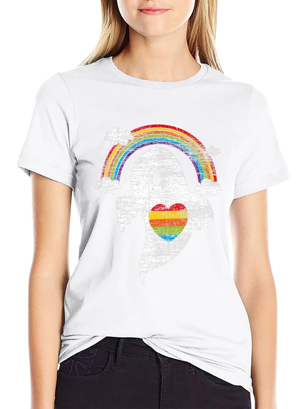 Rainbow Pride Ghost T-Shirt - Halloween LGBTQ Tee product image 7