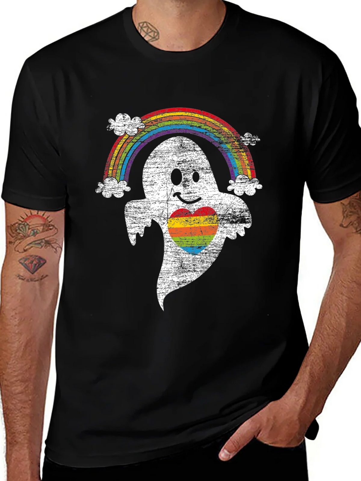 Rainbow Pride Ghost T-Shirt - Halloween LGBTQ Tee product image 1
