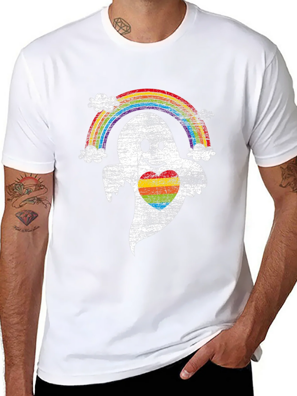 Rainbow Pride Ghost T-Shirt - Halloween LGBTQ Tee product image 6