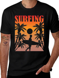 Surfing Sunset Graphic Tee - Palm Trees & Surfboard product image 1