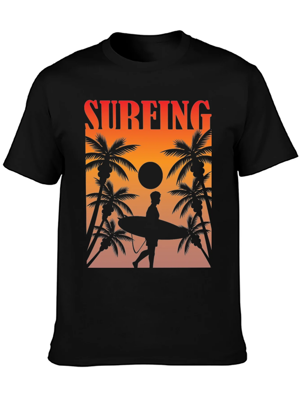 Surfing Sunset Graphic Tee - Palm Trees & Surfboard product image 2