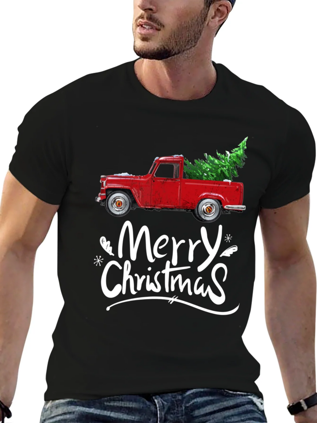 Merry Christmas Red Truck T-Shirt product image 2