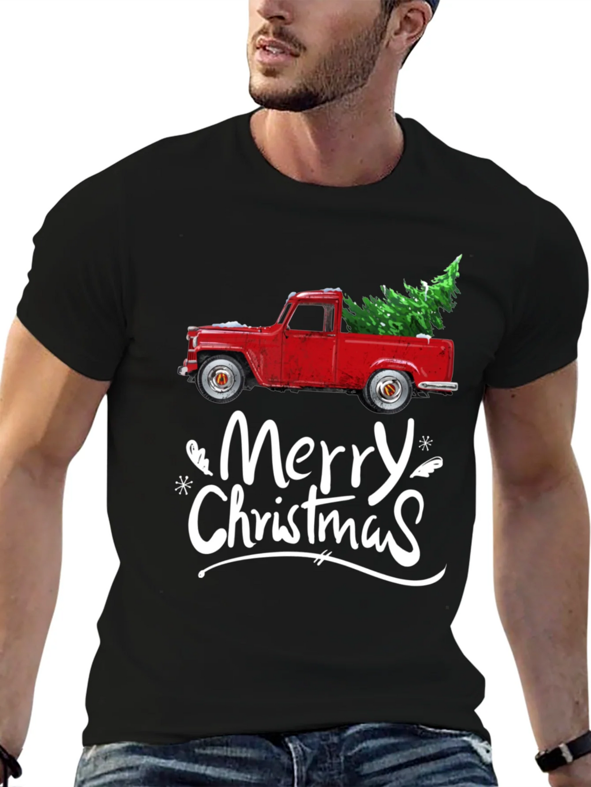 Merry Christmas Red Truck T-Shirt product image 2