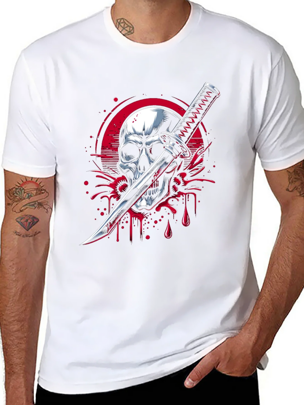 Skull & Katana Graphic Tee - Edgy Streetwear product image 4