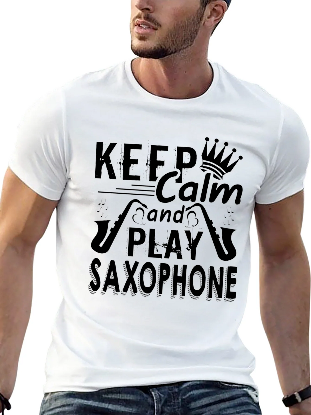 Keep Calm and Play Saxophone T-Shirt - Black product image 3